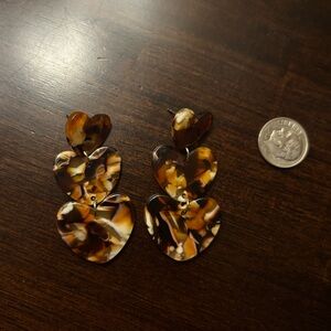 NEW Tortoise Shell Heart Drop Earrings